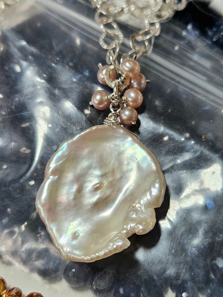 One of a Kind Blush Keishi Pearl Necklace