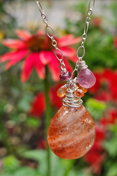 One of a Kind Sunstone, Padparadscha & Rose Sapphire Necklace