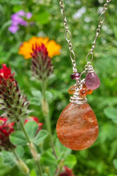 One of a Kind Sunstone, Padparadscha & Rose Sapphire Necklace