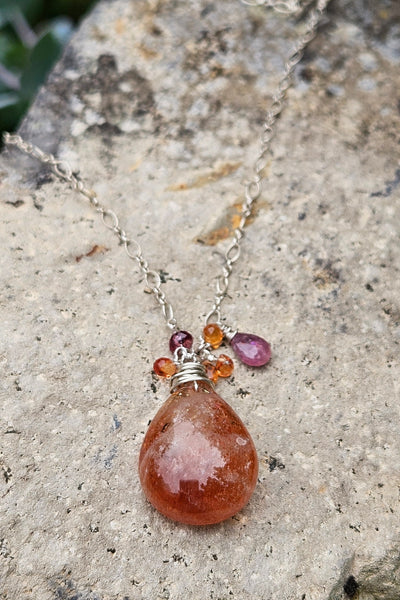 One of a Kind Sunstone, Padparadscha & Rose Sapphire Necklace
