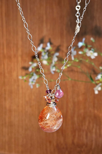 One of a Kind Sunstone, Padparadscha & Rose Sapphire Necklace