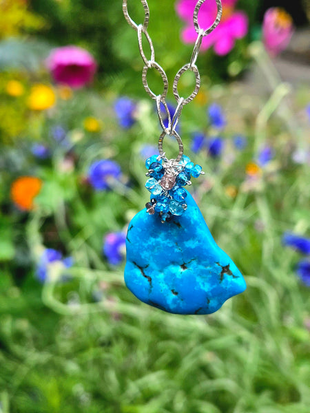 One of a Kind Turquoise, Apatite & Color Change Garnet Necklace