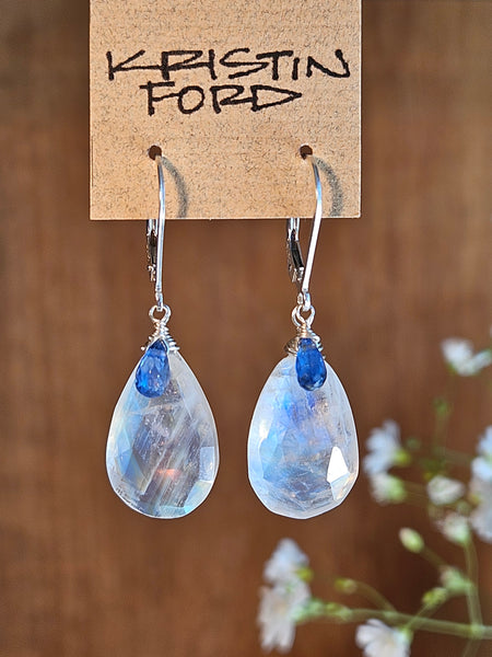 Rainbow Moonstone & Kyanite Earrings  EWH5726