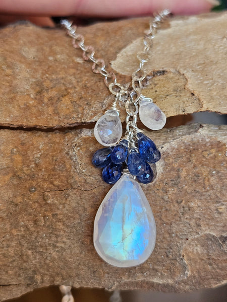 Rainbow Moonstone & Kyanite Necklace  NWH5726