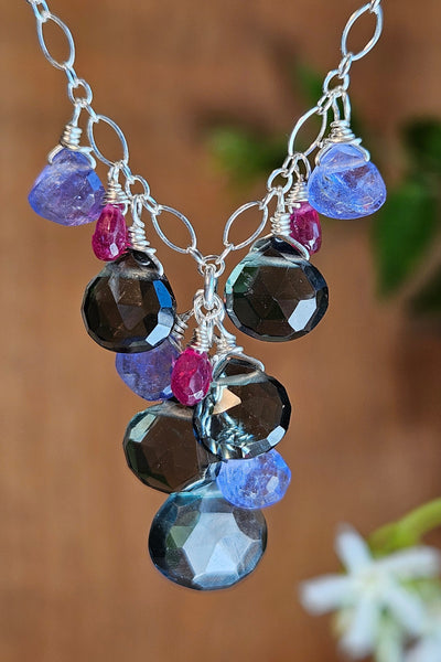 Slate Quartz, Tanzanite & Ruby Necklace  NWH5826