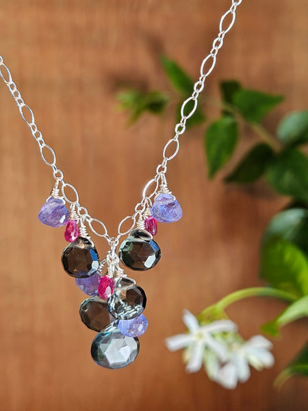 Slate Quartz, Tanzanite & Ruby Necklace  NWH5826