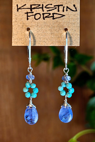 Tanzanite & Turquoise Earrings  EBL7326