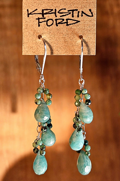Amazonite & Turquoise Cascading Earrings  EBL7426