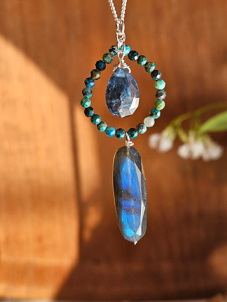 Labradorite & Chrysocolla Earrings   EBK4226