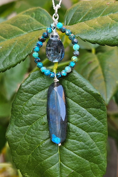 Labradorite, Indigo Kyanite  & Chrysocolla Necklace  NBK4226