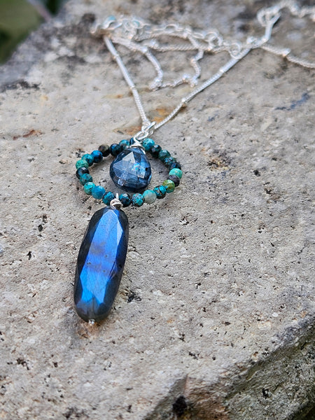 Labradorite, Indigo Kyanite  & Chrysocolla Necklace  NBK4226