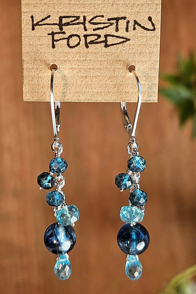 Kyanite, Apatite & London Blue Topaz Earrings  EBL7526