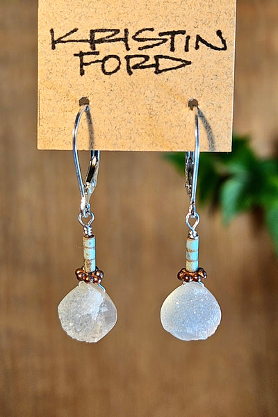 Druzy Agate, Turquoise & Copper Earrings EWH5326