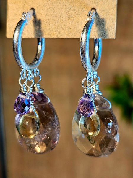 Ametrine, Citrine, Amethyst & Color Change Garnet Earrings  EWH4626