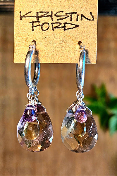 Ametrine, Citrine, Amethyst & Color Change Garnet Earrings  EWH4626