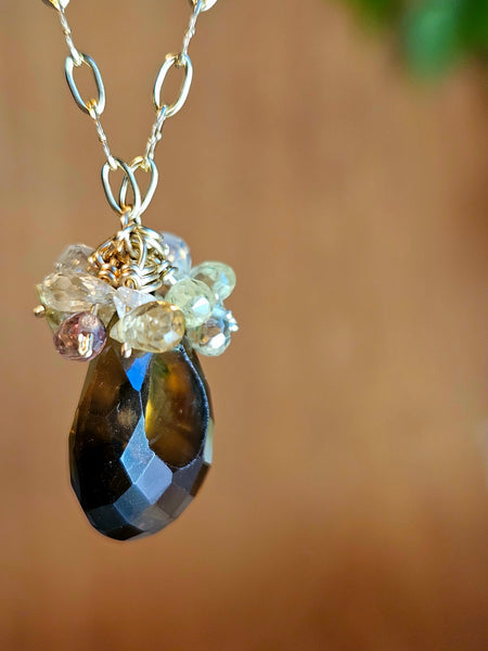 GF) Whiskey Quartz & Pastel Sapphire Necklace  NBR1026G