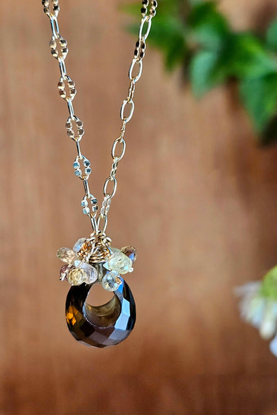 GF) Whiskey Quartz & Pastel Sapphire Necklace  NBR1026G