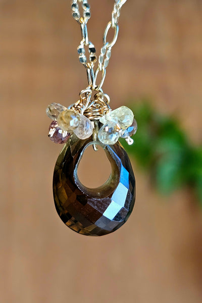 GF) Whiskey Quartz & Pastel Sapphire Necklace  NBR1026G