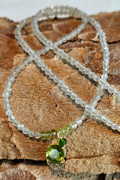 GF) Peridot, Prehnite & Tsavorite Necklace  NGR3526G