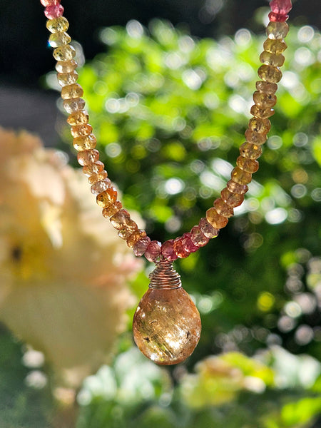 GF) One of a Kind Imperial Topaz & Sunset Padparadscha Sapphire Necklace