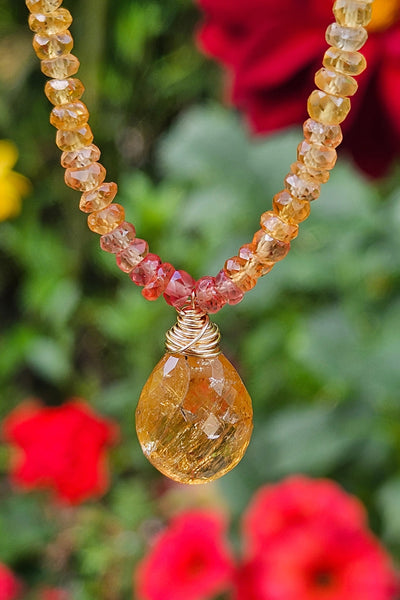 GF) One of a Kind Imperial Topaz & Sunset Padparadscha Sapphire Necklace