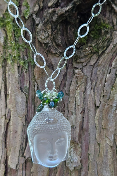 One of a Kind Clear Quartz Buddha Necklace