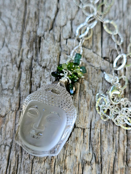 One of a Kind Clear Quartz Buddha Necklace