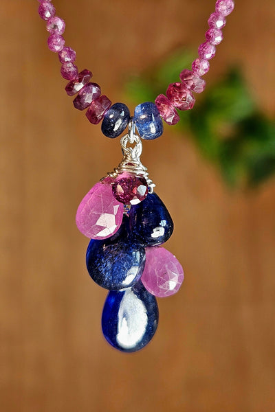 Sapphire, Ruby & Rhodolite Necklace    NBL8026