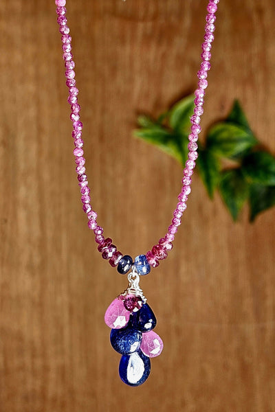 Sapphire, Ruby & Rhodolite Necklace    NBL8026