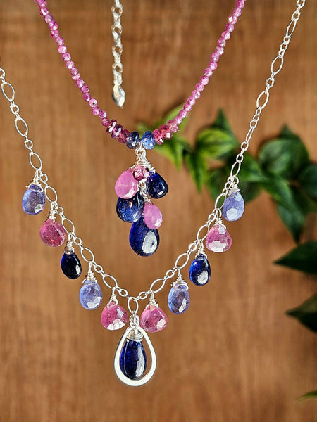Blue Sapphire & Ruby Post Earrings  EBL7826