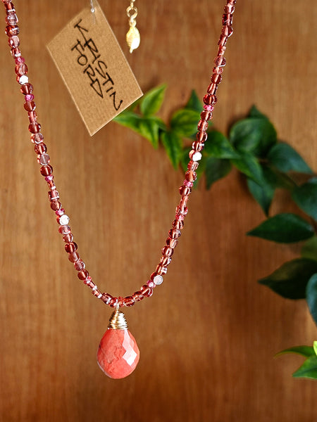 Sunstone, Red Sapphire & Garnet Necklace   NRD5026G