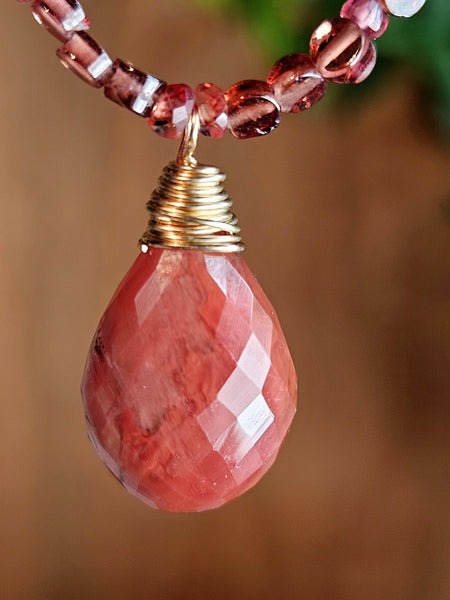Sunstone, Red Sapphire & Garnet Necklace   NRD5026G