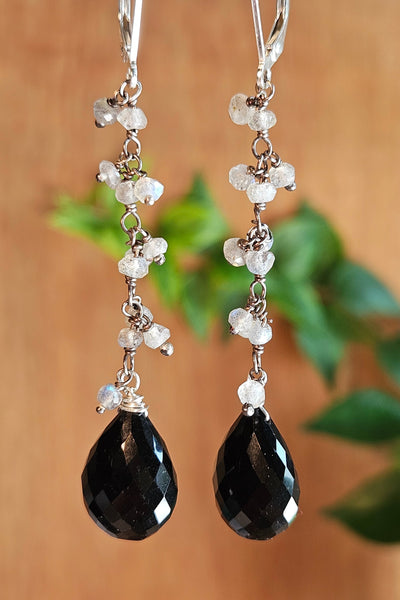 Black Andadrite Garnet & Labradorite Earrings  EBK2226