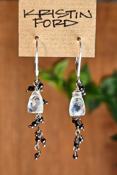 Rainbow Moonstone & Black Spinel Earrings  EWH6926OX
