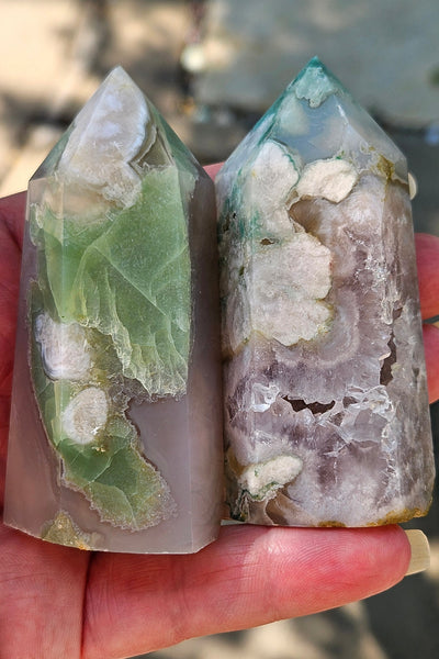 Green Sakura Flower Agate Towers