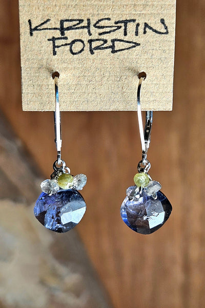 Iolite, Labradorite & Grossular (Green) Garnet Earrings  EWH7226