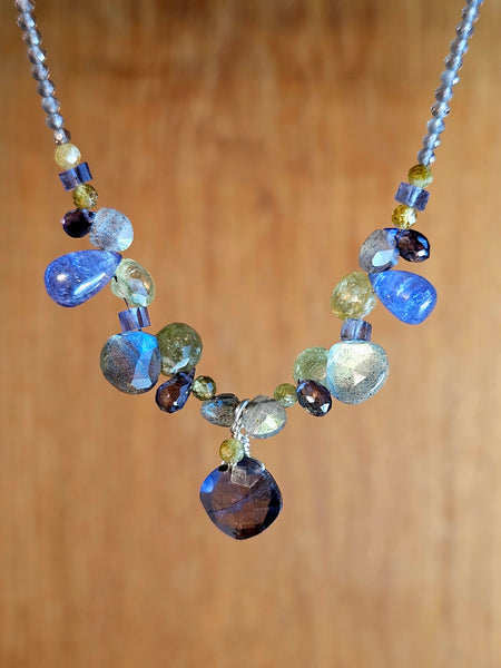 Iolite, Labradorite & Grossular (Green) Garnet Earrings  EWH7226