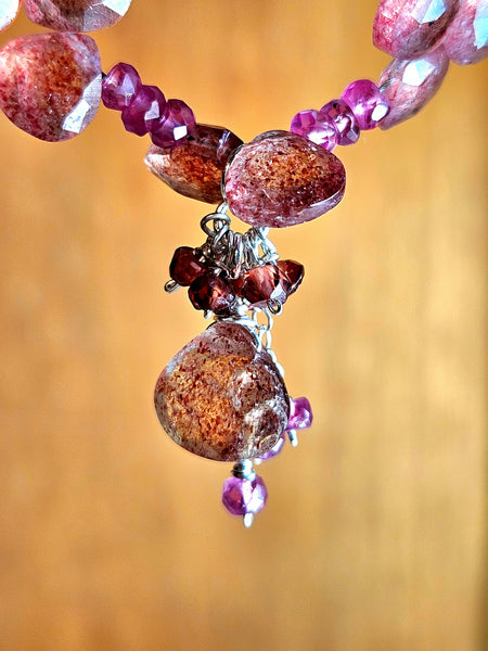 Strawberry Quartz Ruby & Garnet Necklace  NRD4826