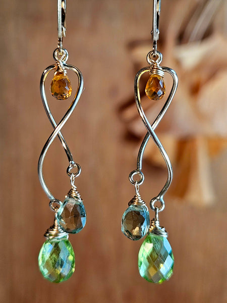 GF) Peridot, Green Apatite & Citrine Earrings  EGR3626G