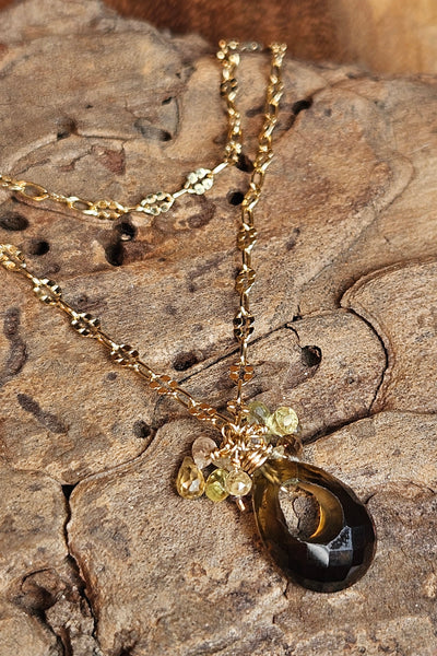 GF) Whiskey Quartz & Pastel Sapphire Necklace  NBR1026G