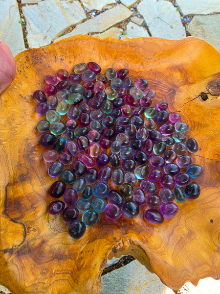 One Pound Bag of Rainbow Fluorite Pebbles