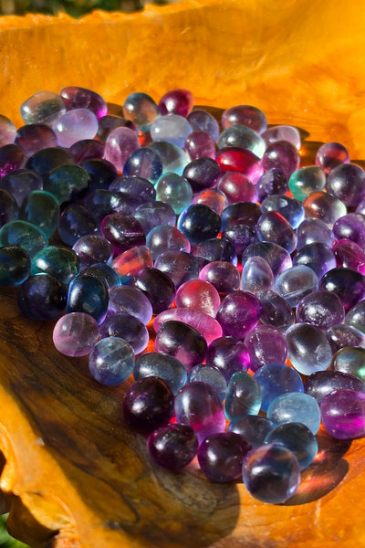 One Pound Bag of Rainbow Fluorite Pebbles