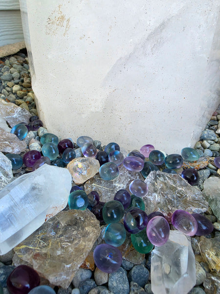One Pound Bag of Rainbow Fluorite Pebbles