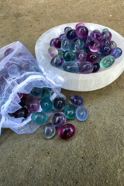One Pound Bag of Rainbow Fluorite Pebbles