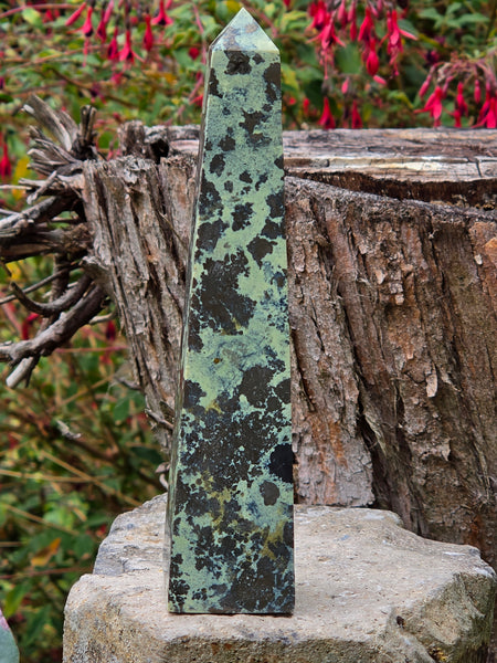 Pyrite in Serpentine Obelisk