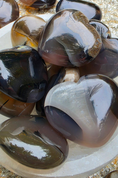 Volcanic Agate Heart Trio