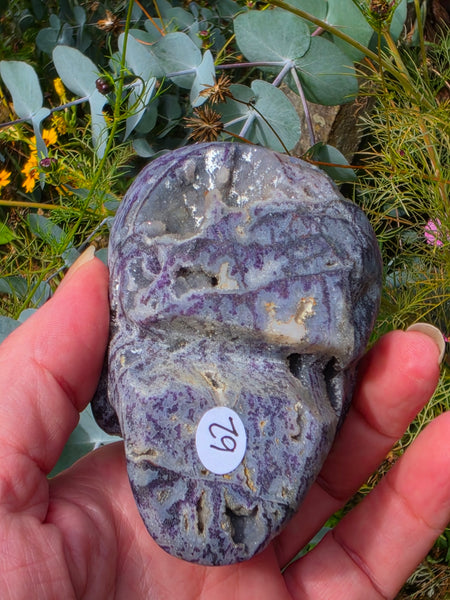 Purple Druzy Sphalerite Skull — One of a Kind