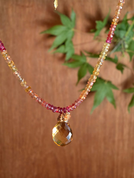 GF) Citrine & Sunset Sapphire Necklace  NBR3826G