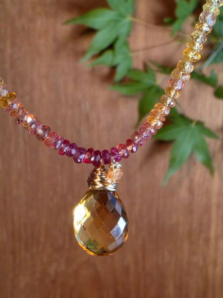 GF) Citrine & Sunset Sapphire Necklace  NBR3826G