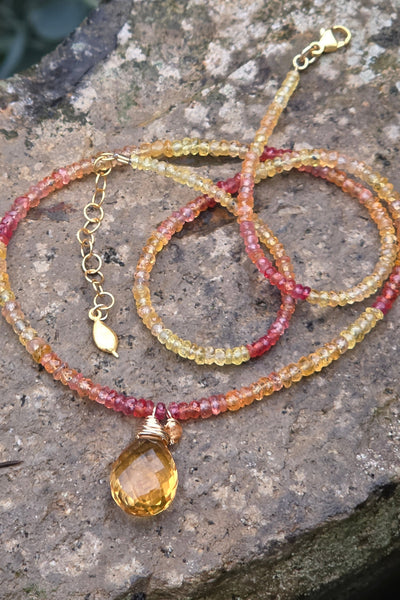 GF) Citrine & Sunset Sapphire Necklace  NBR3826G